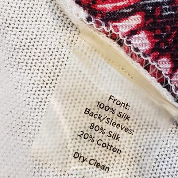 Talbots Sweater Cardigan Silk Butterflies Women’s Size Large L Petite White New - Picture 5 of 10